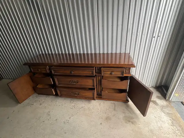 Free delivery used Vintage Wood Dresser with Ornate Carvings - Photo 6