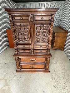 Free delivery used Vintage Wood Armoire Dresser - Photo 2