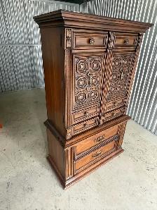 Free delivery used Vintage Wood Armoire Dresser - Photo 3