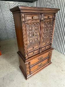 Free delivery used Vintage Wood Armoire Dresser - Photo 4
