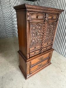 Free delivery used Vintage Wood Armoire Dresser - Photo 6