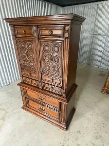 Free delivery used Vintage Wood Armoire Dresser - Photo 7
