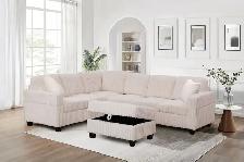 Cream/White Corduroy Sectional