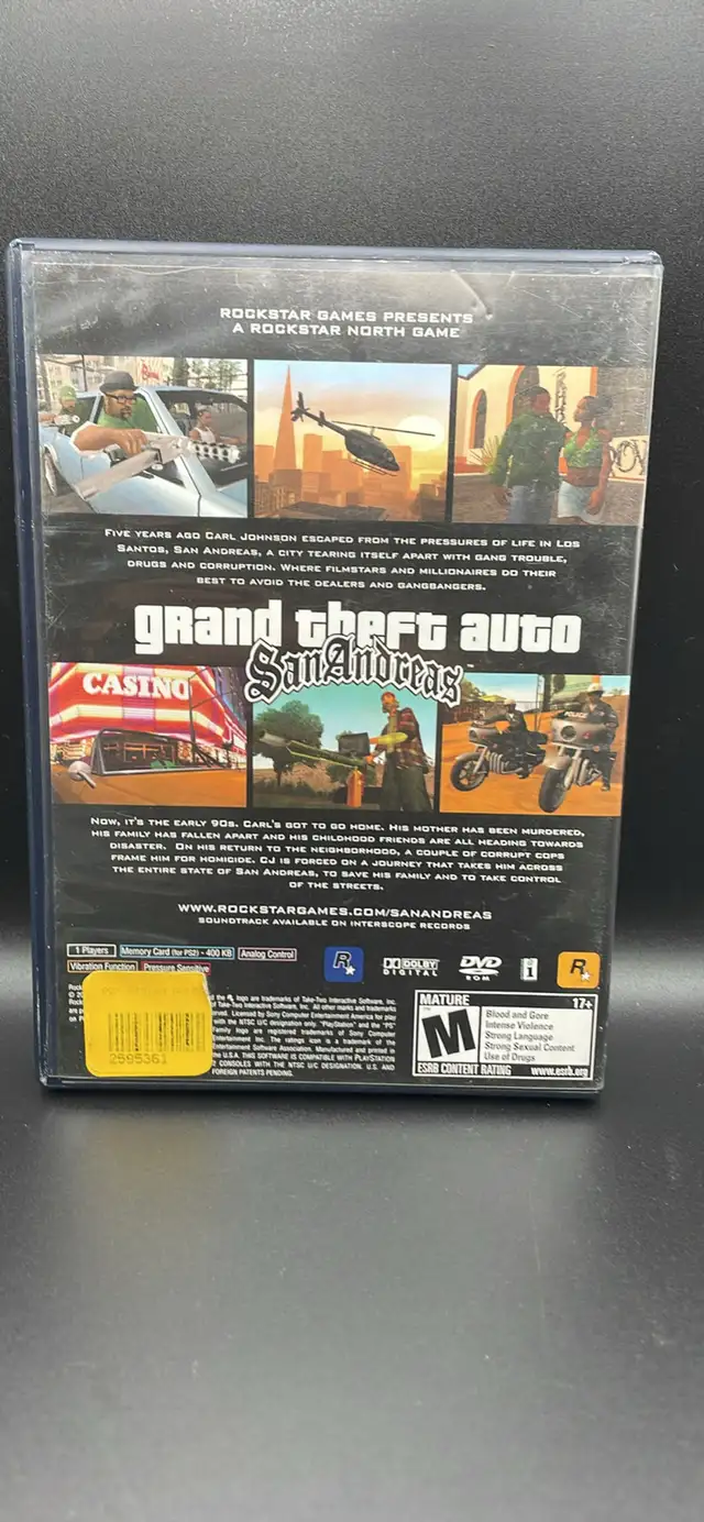 PS2 GRAND THEFT AUTO SAN ANDREAS W/MANUAL - Photo 2