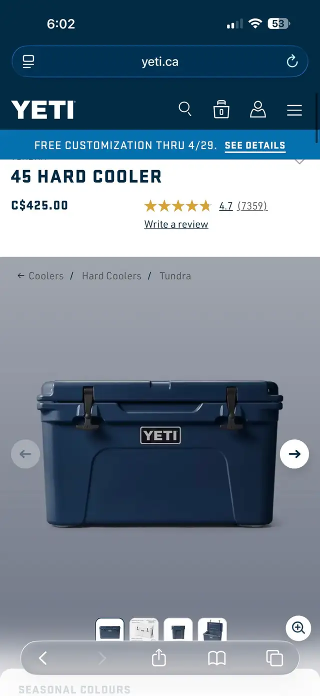 yeti cooler ( new) 45L