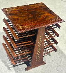 Vintage Wooden Magazine Rack With Brass Inlay