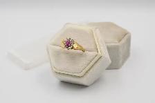 10K RUBY RING W/DIAMOND HALO