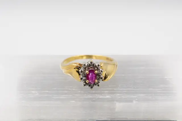 10K RUBY RING W/DIAMOND HALO - Photo 2