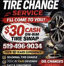 Mobile TIRE CHANGE - ONLY $30 (On-Rim Swap)