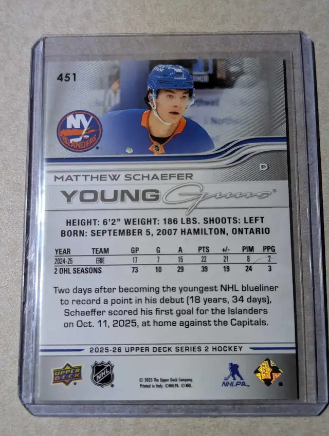 Matthew Schaefer YG Rookie - Photo 2