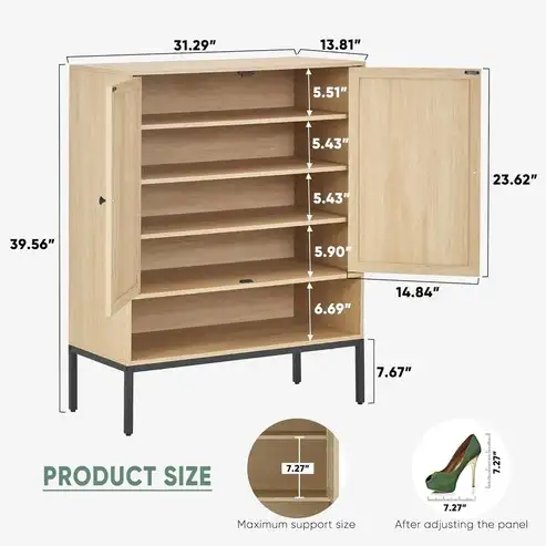 Brand New 2-Door Rattan Shoe Storage Cabinet Special $99 - Photo 4