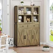 Brand New 41.3" Large Pantry Cabinet w. Clear Glass Doors $279