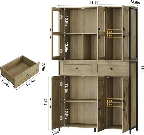 Brand New 41.3" Large Pantry Cabinet w. Clear Glass Doors $279 - Photo 5