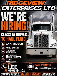 CLASS 1A DRIVER- FLUID HAULING