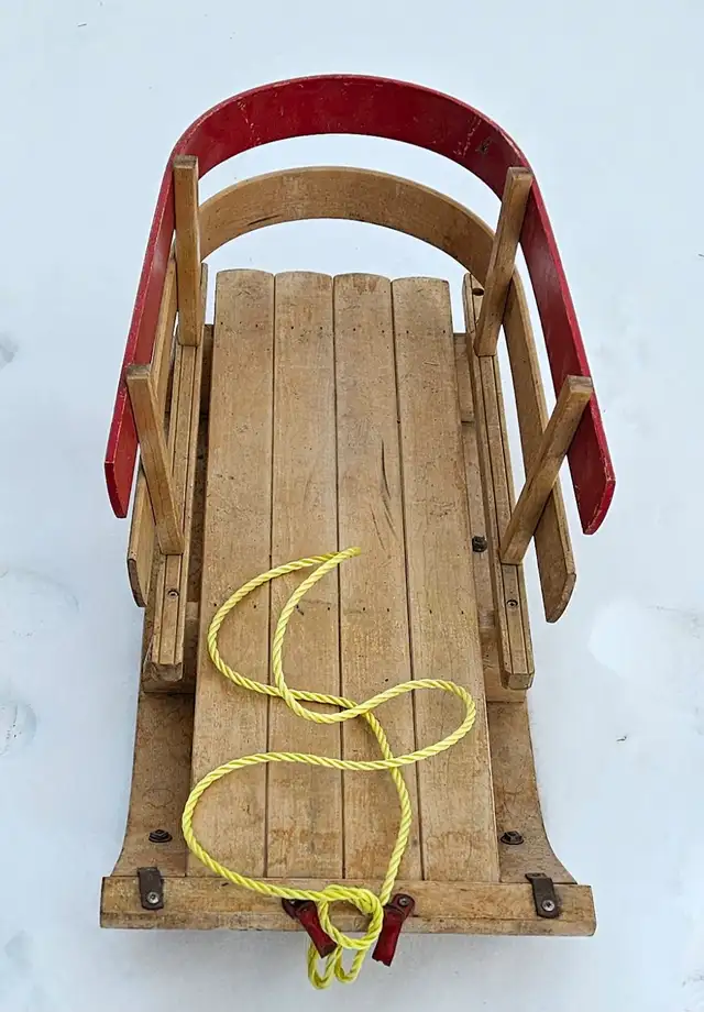 Kids Snow Sleigh Sled - Wood/Iron - Photo 2
