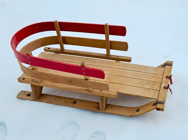 Kids Snow Sleigh Sled - Wood/Iron - Photo 3