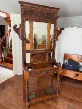 Antique Hall Stand and China Cabinet For sale