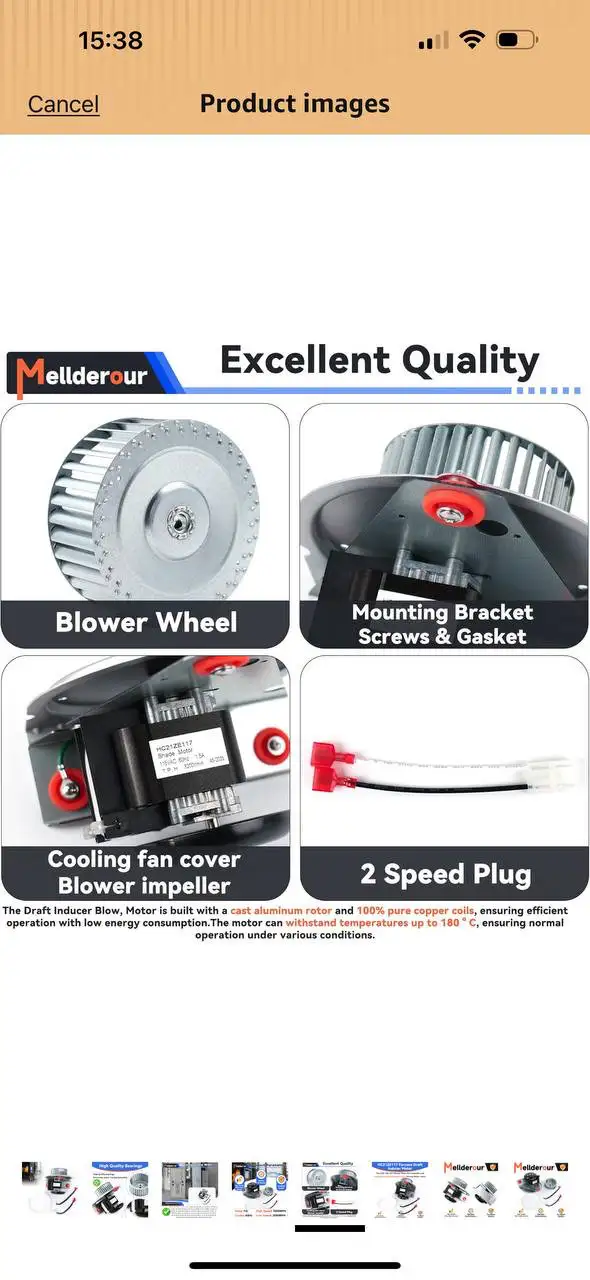 FURNACE DRAFT INDUCER MOTOR HC21ZE117 / 318984-753 - Photo 5