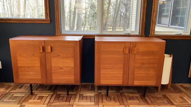 Mid century. TEAK TECK. Lampes / Buffet, bahut disques vinyles, - Photo 3