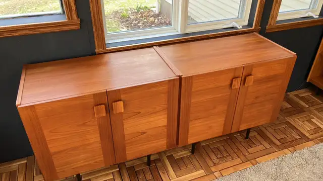 Mid century. TEAK TECK. Lampes / Buffet, bahut disques vinyles, - Photo 4