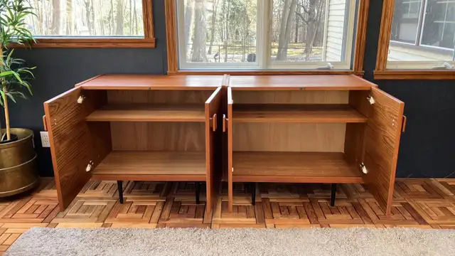 Mid century. TEAK TECK. Lampes / Buffet, bahut disques vinyles, - Photo 5