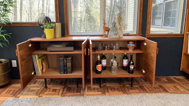 Mid century. TEAK TECK. Lampes / Buffet, bahut disques vinyles, - Photo 6