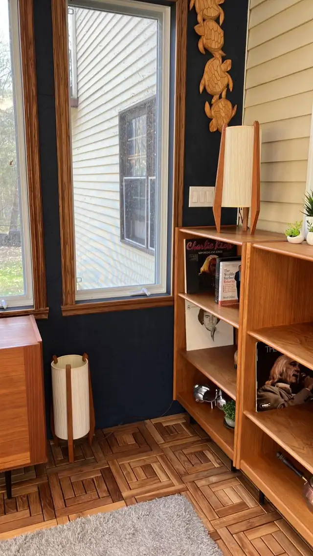 Mid century. TEAK TECK. Lampes / Buffet, bahut disques vinyles, - Photo 8