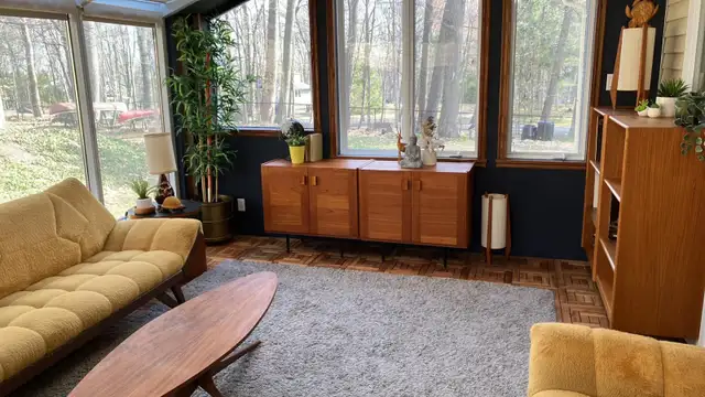 Mid century. TEAK TECK. Lampes / Buffet, bahut disques vinyles, - Photo 9