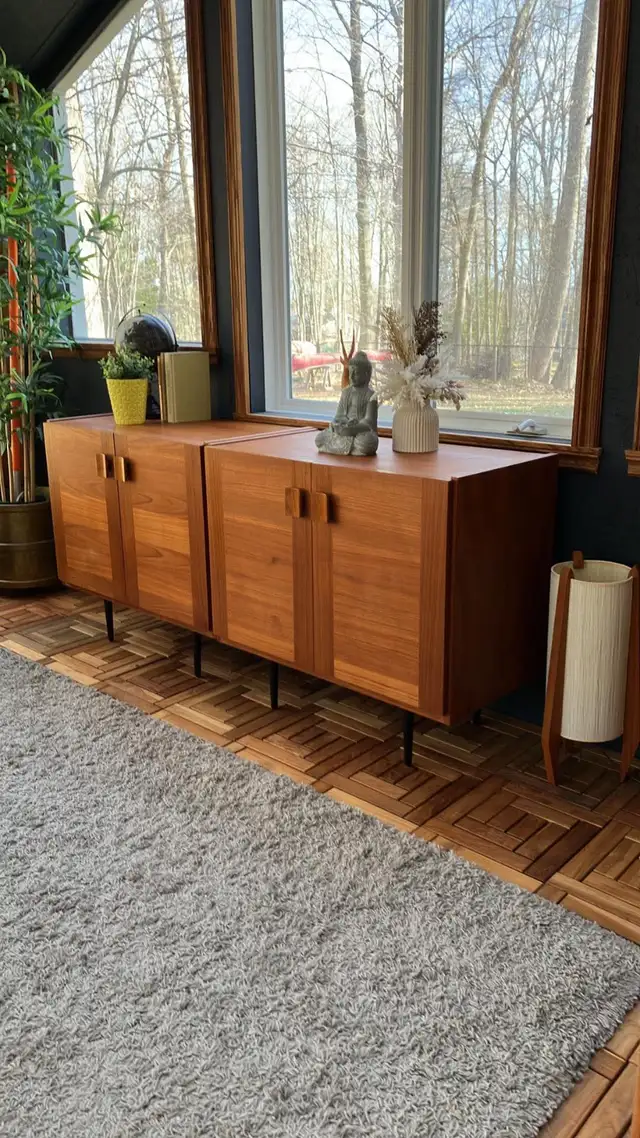 Mid century. TEAK TECK. Lampes / Buffet, bahut disques vinyles, - Photo 10