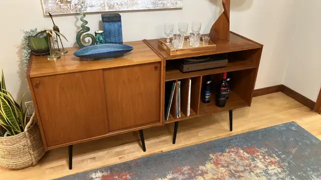 Mid century. TEAK TECK. Modulaire. Buffet, bahut disques vinyles - Photo 2