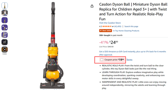(New)Casdon Dyson Ball Toy Vacuum for Kids – Realistic Twist & - Photo 2