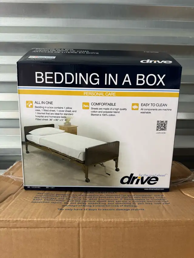 DRIVE MEDICAL BEDDING IN A BOX NEW (HOSPITAL BED)