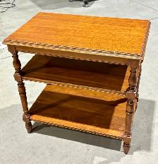 Vintage Solid Wood Three Tier Side Tables (w Turned Legs) - PAIR - Photo 2