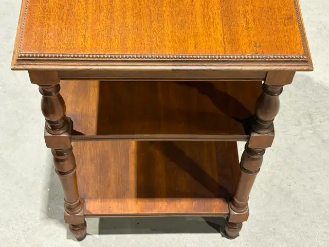 Vintage Solid Wood Three Tier Side Tables (w Turned Legs) - PAIR - Photo 5