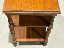 Vintage Solid Wood Three Tier Side Tables (w Turned Legs) - PAIR - Photo 5