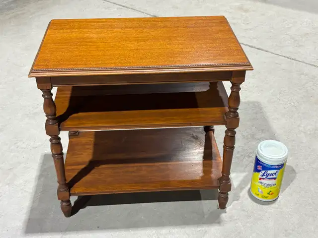 Vintage Solid Wood Three Tier Side Tables (w Turned Legs) - PAIR - Photo 10