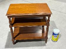 Vintage Solid Wood Three Tier Side Tables (w Turned Legs) - PAIR - Photo 10