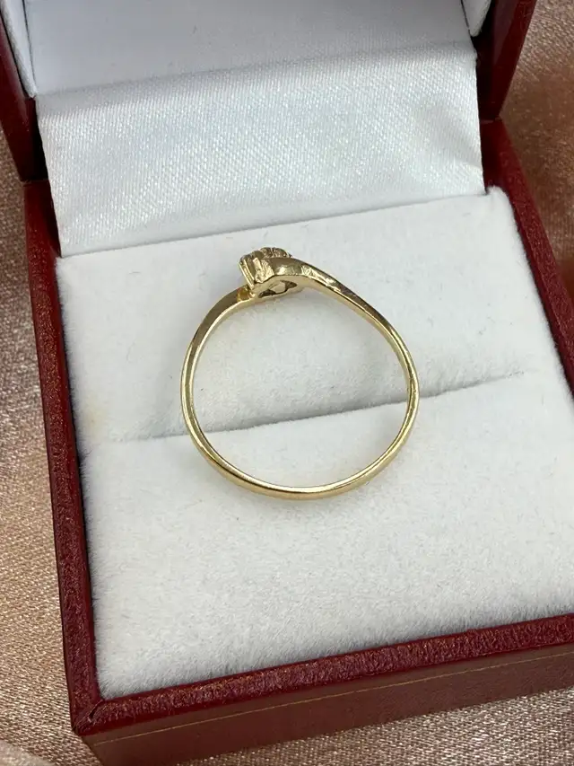 Dainty 10K Gold & Diamond Bypass Ring - Photo 4