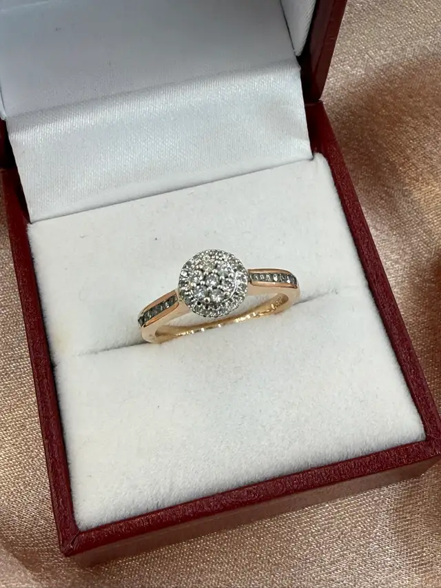 10K Rose Gold Diamond Halo Ring