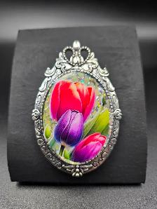 Stunning Handcrafted Flower Brooch/Necklace Duo