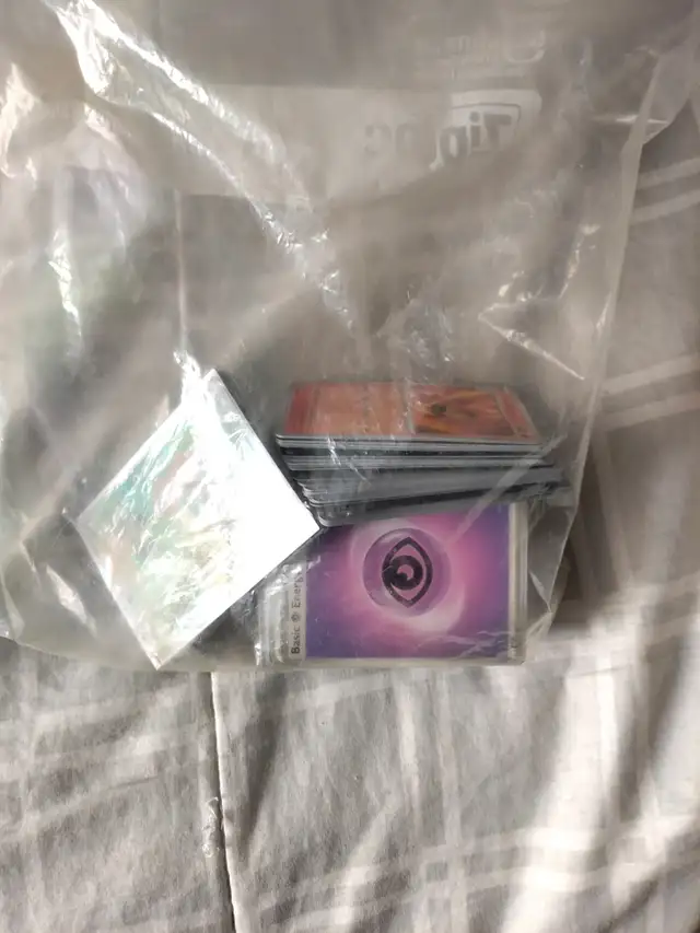 Freezer bag of pokemon cards