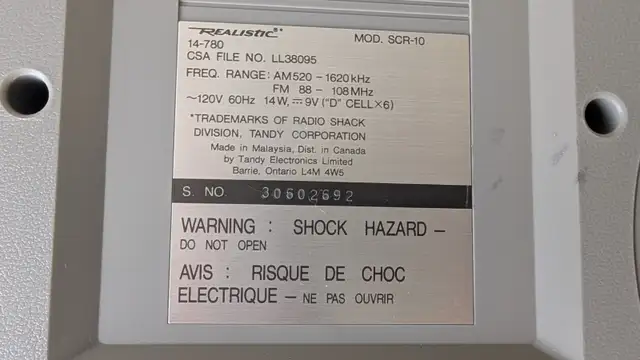 Boombox Realistic SCR-10 - Photo 6