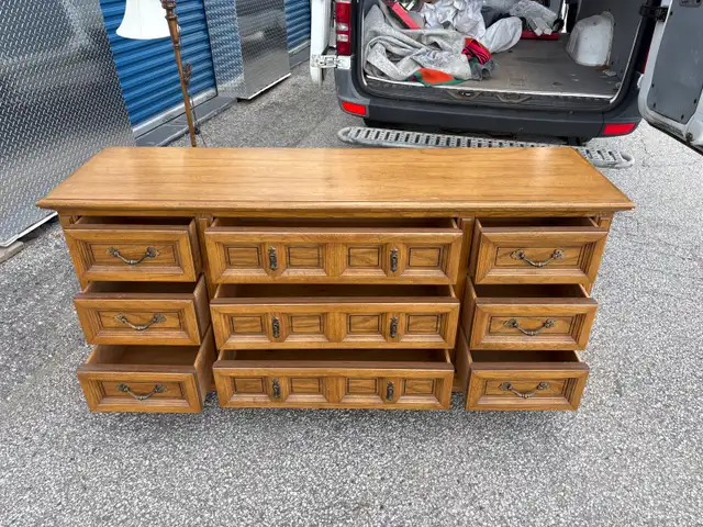 Free delivery used Solid Wood Dresser with 9 Drawers - Photo 4