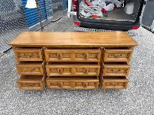 Free delivery used Solid Wood Dresser with 9 Drawers - Photo 4