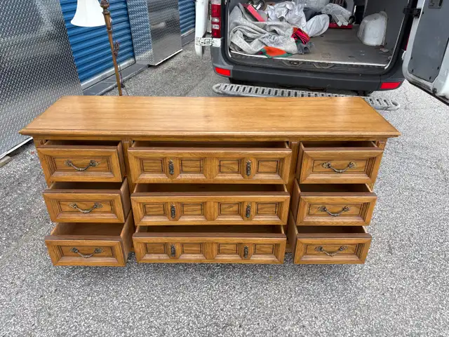 Free delivery used Solid Wood Dresser with 9 Drawers - Photo 5
