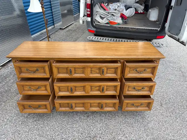 Free delivery used Solid Wood Dresser with 9 Drawers - Photo 6