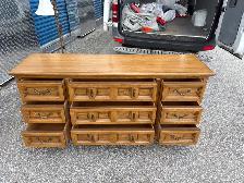 Free delivery used Solid Wood Dresser with 9 Drawers - Photo 6