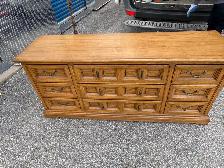 Free delivery used Solid Wood Dresser with 9 Drawers - Photo 8