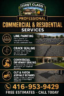 Driveway sealing - line painting - cut patch asphalt repair