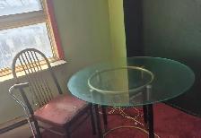 Glass table with 2 chairs